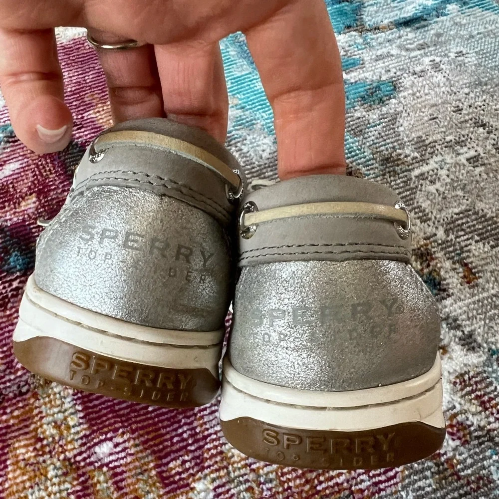 Sperry Women's 7.5 Angelfish Breton Stripe Mesh Slip-On Boat Shoe charcoal white - Picture 11 of 11